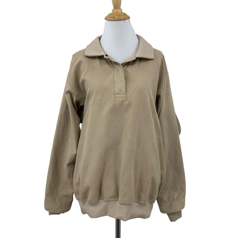 Vintage Zero Restriction Pullover Women M Medium Stone Faux Suede Golf Outerwear